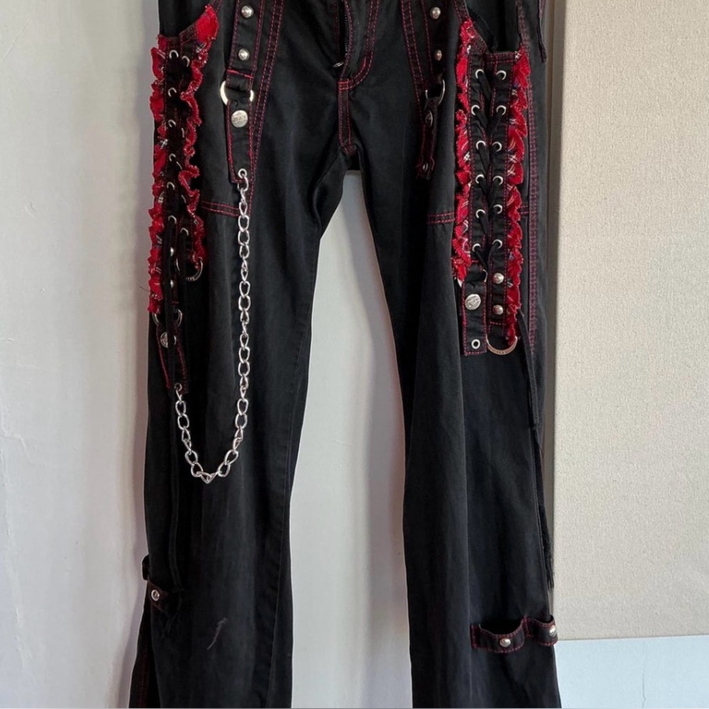Tripp NYC Black Pants with Red Stitching - Rare Vintage